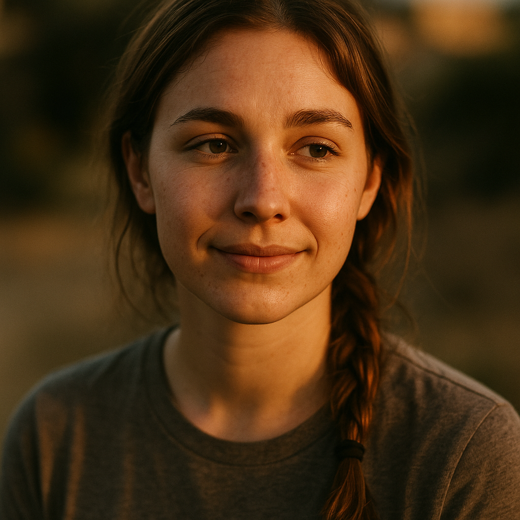 Ragazza giovane con treccia laterale, luce calda serale