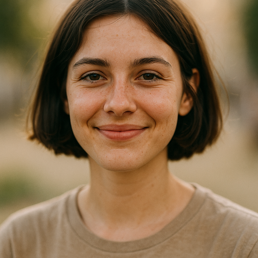 Ragazza giovane con bob corto e capelli sani