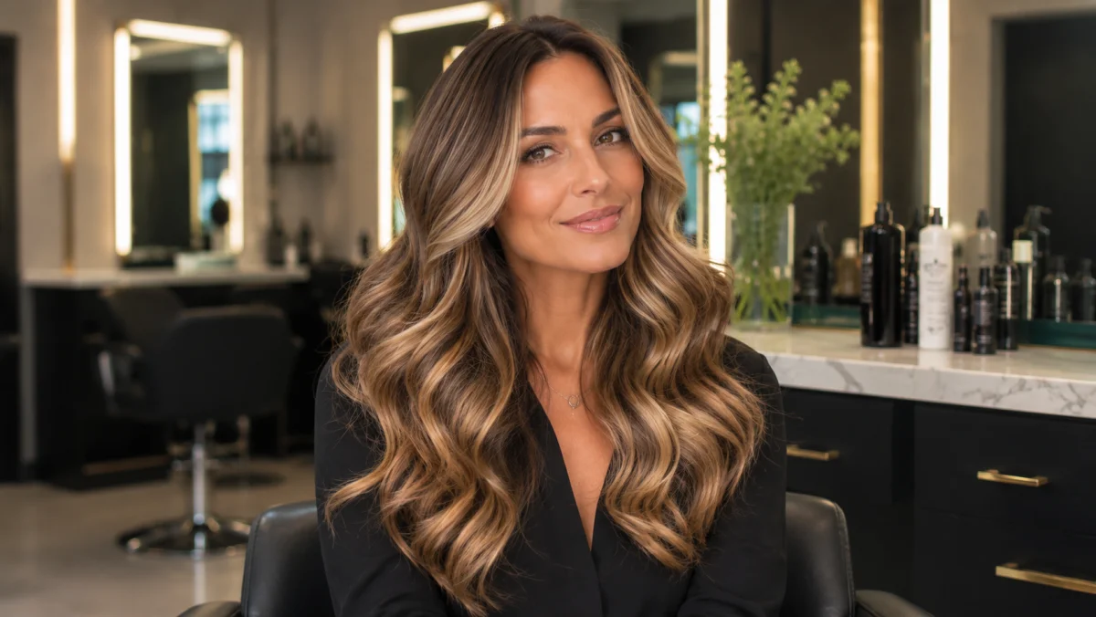 Donna con capelli mossi voluminosi e lucenti